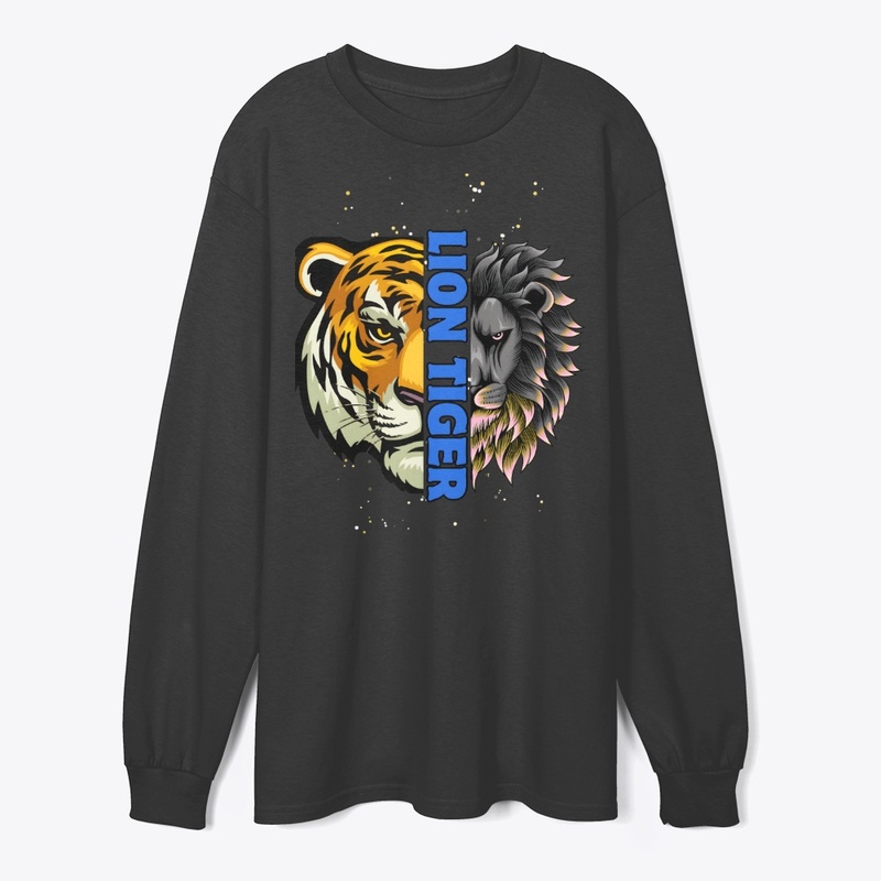 Lion Tiger Black Long Sleeve-Hoodie