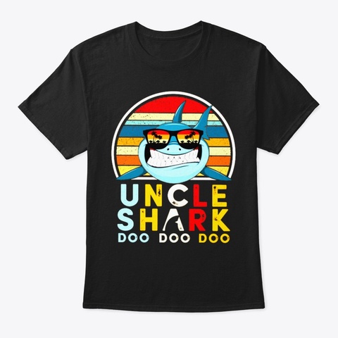 Vintage Uncle Shark Doo Father's Day Black T-Shirt Front