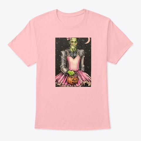 Frankie Goes Trick Or Treating Pale Pink T-Shirt Front