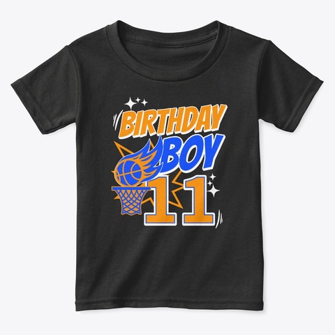 Age 11 Birthday Basketball Party Shirt Black Camiseta Front