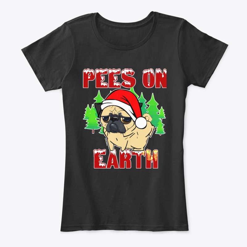 Pees on Earth Pug Fitted Scoop T-Shirt